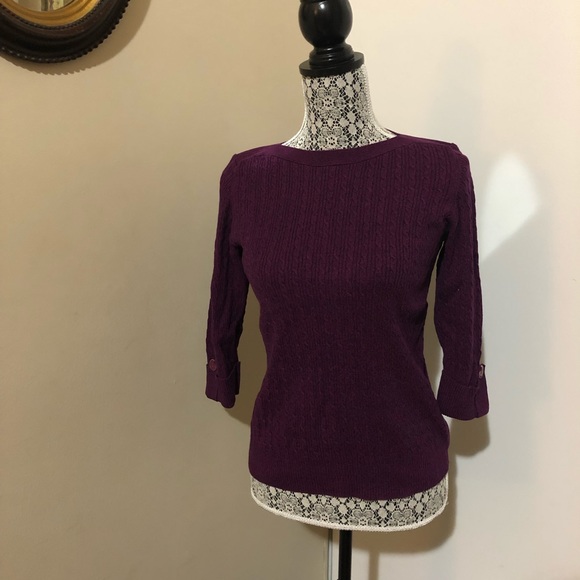 Karen Scott Petites Magenta Cable Knit Sweater - Picture 1 of 4